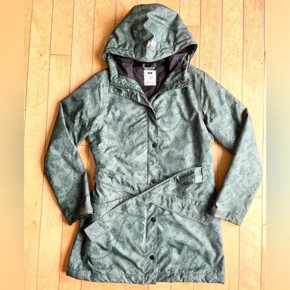 Helly Hansen Leaf Floral Patterned Green Jacket Coat Size Medium - Picture 6 of 8